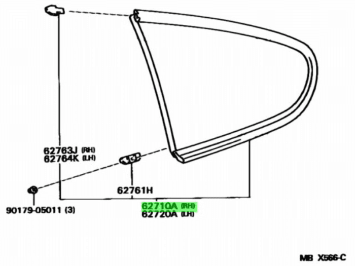 Window Assy, RH Quarter - Toyota Supra JZA80