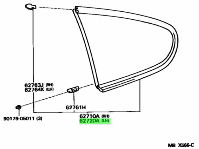 Window Assy, LH Quarter - Toyota Supra JZA80