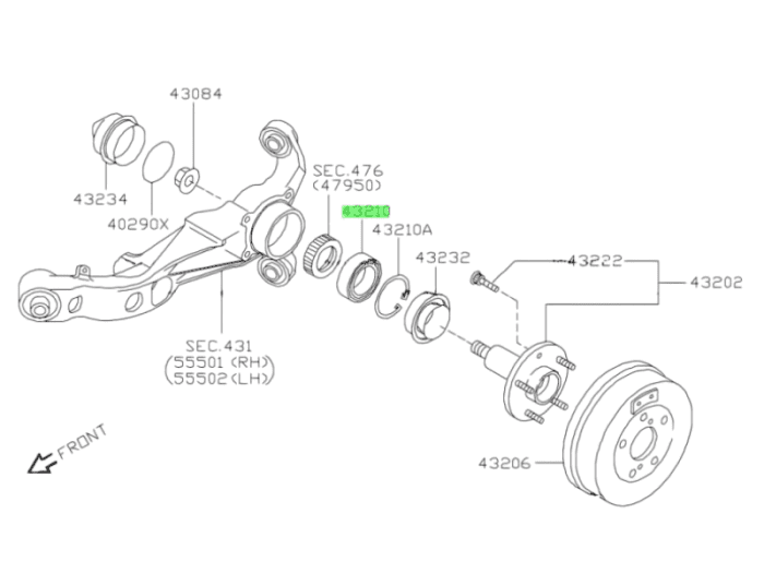 Nissan OEM Bearing Front Wheel - (40210)